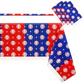 3 Pieces Baseball Tablecloth Baseball Party Decorations Disposable Baseball Table Covers Plastic Baseball Birthday Party Supplies Decorations for Baseball Event Party, 51.2 x 86.6 Inches
