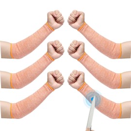 PATIKIL 12 Inch Cut Resistant Sleeve, 3 Pairs Arm Safety Protectors Sleeves Forearm Sleeve HPPE Level 5 Protection for Thin Skin and Bruising, S, Orange