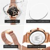 OLEVS Rose Gold Watches for Women Black Face Diamond Watches