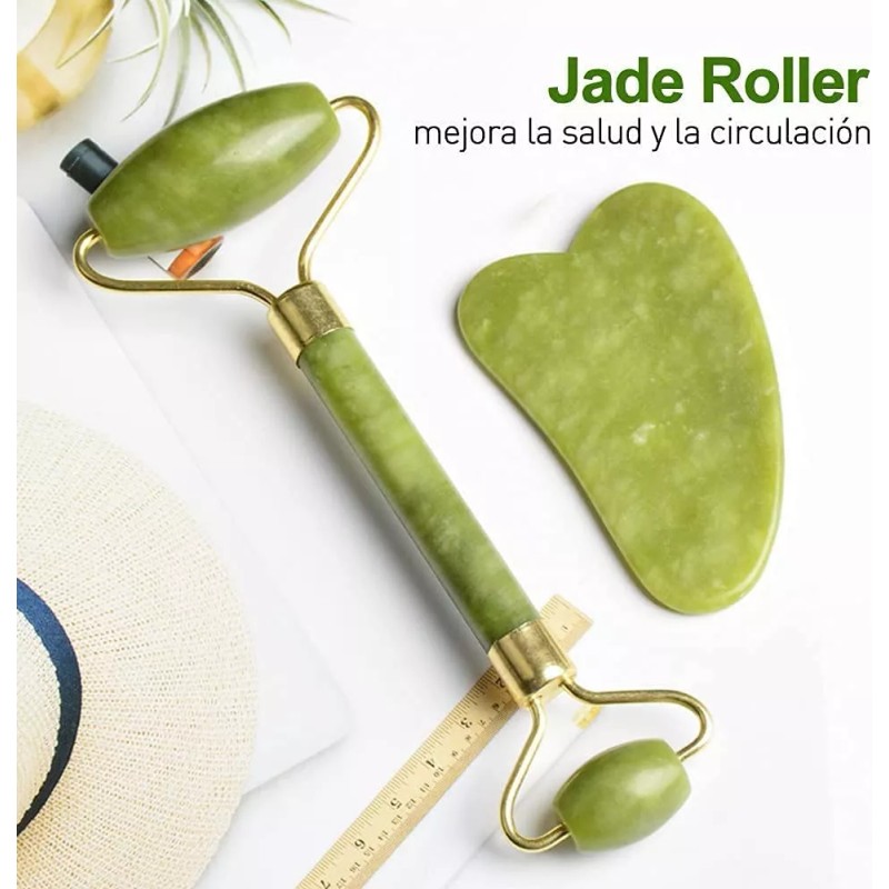 Jade Masage Rodillo Masaje Facial De Jade + Gua Sha