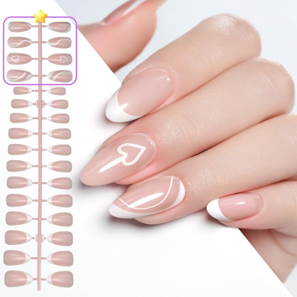 Gelike ec Soft Gel Press On Nails: Medium Almond X-French