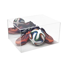 Better Display Cases Versatile Acrylic Display Case - Large Rectangle Box with Mirror and Simulated Wood Base 15.25" x 12" x 8" (A026-MWB)