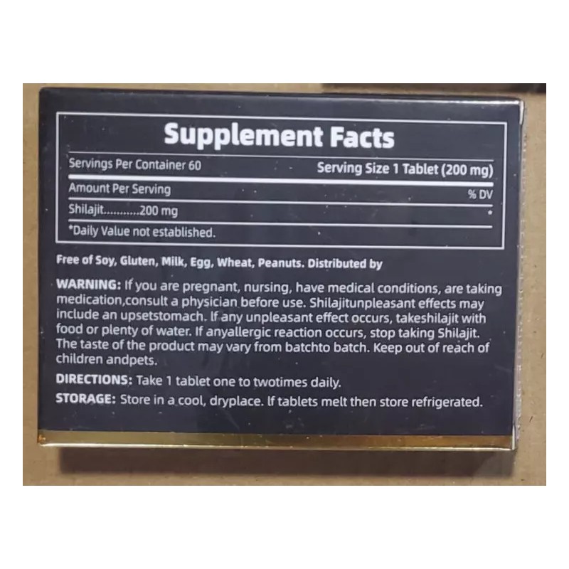 100% Pure Biyode Pure Shilajit Dry Drops 60ct (One Pack