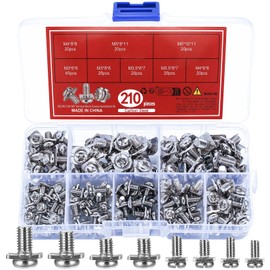 qxayxa 210 Pcs Terminal Block Screws with Square Washers, M3 M4 M5 Amplifier Terminal Screws, Power Ground Speaker AMP Screw Bolts for Electrical Terminal Blocks Connector Grounding Bars