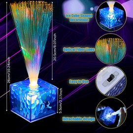 Amylove 16 Pcs Mini Fiber Optic Lamps Bulk Small LED Light up Table Centerpieces for Party Event Decorations with Crystal Base Battery Powered for Glow in The Dark Favors Supplies (6 Inch,Blue)