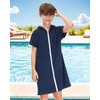 BesserBay Children's Short Sleeve Bath Poncho Hooded Surf Poncho Towel