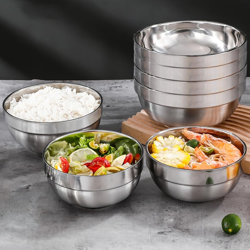 CAMBUY Stainless Steel Cereal Bowls 3 Pack 40 Oz Double