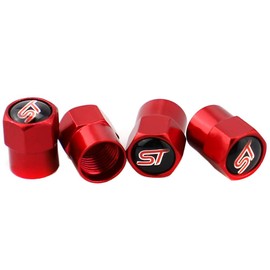 XDG 4pcs ST Logo Car Tire Valve Stem Caps Metal Chrome Dustproof Covers for ST Motors Fiesta Focus Fusion Mustang Taurus Ecosport Escape Edge Flex Explorer Expedition Ranger Transit F150 (Red)