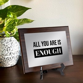 All You Are is Enough, 12x9 Decorative Wall Plaque | Easel Mount Option | Inspirational Affirmation Wall Art