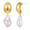 ENSKEFEN Pearl Dangle Earrings for Women Gold Plated Pearl Drop