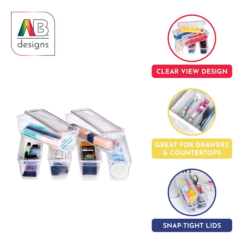 Best Kept 6 Bin Pack, Long Home Organizer Storage Boxes