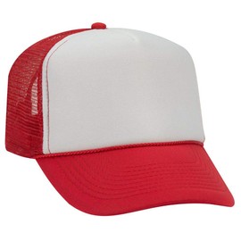 OTTO Polyester Foam Front 5 Panel Pro Style Mesh Back Trucker Hat - Red/Wht/Red