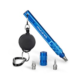 MAZEL 3 in 1 Golf Clubs Groove Sharpener Retractable Cord 22 Inch Fit for U V Grooves,Aluminium Golf Clean Tool with Buckle for Easier Carry (Blue 3in1 Sharpener)