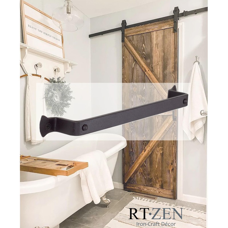 RTZEN Matte Black Hand Towel Holder for Bathroom - Handcrafted
