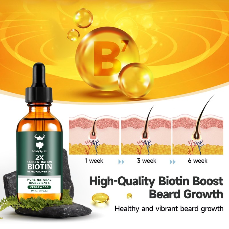 Beard Growth Oil - 2X Concentration Biotin Beard Oil for