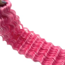 Water Wave Crochet Hair Pink Wavy Curly Braiding Hair for Boho Crochet Braids 24 Inch Pink Ocean Wave Crochet Hair Curly for Black Women 2 Packs Synthetic Deep Wave Braiding Hair Extensions