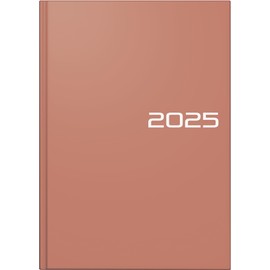 BRUNNEN Book Calendar Model 795 (2025), 1 Page = 1 Day, A5, 352 Pages, Balacron Cover, Coral