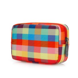 E-Tree Cute Small Makeup Bag, Cosmetic Toiletry Skin Care Make up Little Items Pouch for Purse,Zipper Mini Tech Charger Cable Electronic Organizer Case,Travel Accessories,Checkered Colorful