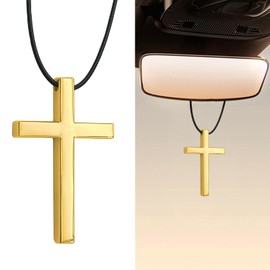 QZTYTY Cross Hanging Ornaments for Car Rear View Mirror, Car Cross Decor, Cross Metal Car Rear View Mirror Charm, Cross Charm Car Mirror Decor Hanging Ornament Accessories for Men Women (Gold)
