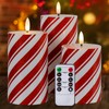 Yongmao Red Stripe Flameless Pillar Candles with Timer, Real Wax