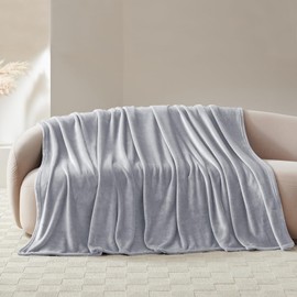 wavve Cuddly, Fluffy Blanket, Fleece Blanket, Sofa Blanket, Small Home Blanket, Couch Blanket, Soft, Lightweight Sofa Throw, 130 x 150 cm, Light Grey
