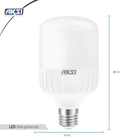 AKSI - FOCO LED Alta Potencia tipo T Equivalente 250W (4000 lm - Lúmenes Consume 40W (vatios LUZ BLANCA 6500K, E27