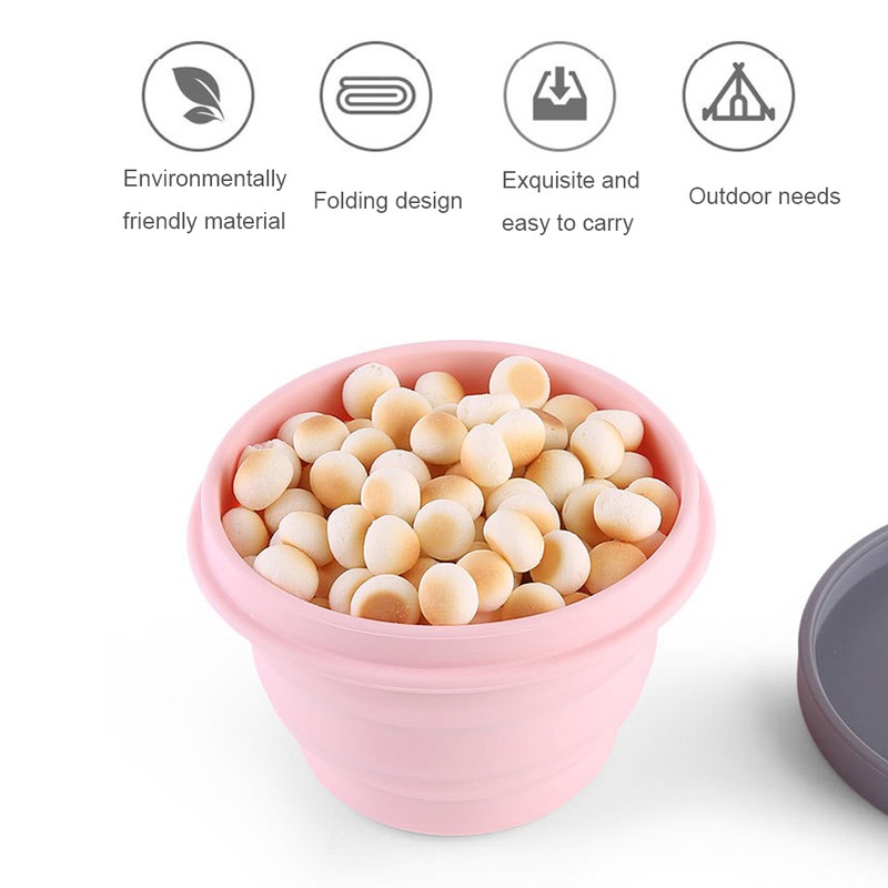 1L Portable Collapsible Silicone Bowl with Lid Food Storage Containers