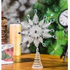 DUSVALLY Christmas Tree Topper, 14" x 11" Glitter Snowflake Metal