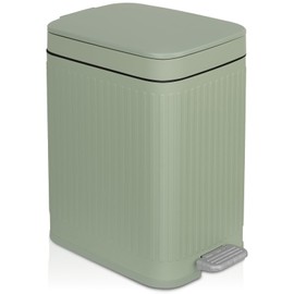 rejomiik Small Bathroom Trash Can with Lid Slim Soft Close Garbage Can Step Wastebasket Container Trash Bin for Office Bedroom Kitchen Living Room (2.6 Gallon Light Green)