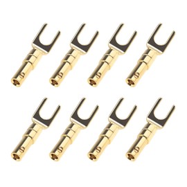 SING F LTD 8Pcs U Fork Y Spade Speaker Connectors 4mm Copper Gold Plated Banana Plug Screw Lock Red & Black for Wire Adapter Signal Transmission