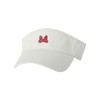 One Size White Visor Red Bow with Polka Dots Embroidered
