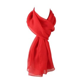 World of Shawls Chiffon Scarves Wraps for Wedding Party Special Occasions Women Plain Neck Scarf Soft Headwrap Girls Headscarf Sheer Wrap (Red)