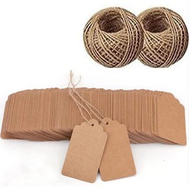 200PCS (1.8 * 3.7inch/4.5 * 9.5cm) Blank Kraft Gift Tags with String for Christmas Packing