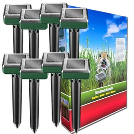 Mole Repellent Ultrasonic Solar Powered Animal Repellent for Outdoor Lawn Garden for Snakes, Moles, Gophers, Groundhogs, Voles and Other Burrowing Rodents (8 Pack)