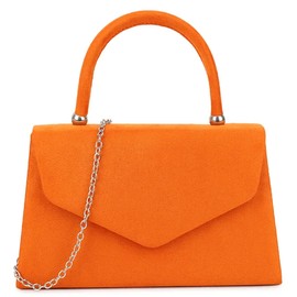 fi9® Retro Suede Tote Style Wedding Ladies Party Prom Evening Clutch Hand Bag Purse (Orange)