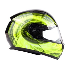 Typhoon TH158 Adult Modular Motorcycle Helmet DOT w/Retractable Sunglass Full Face Flip-up - HiViz Small