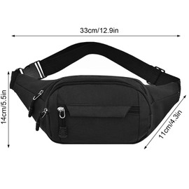 Belt Bag, Bum Bag, Waist Bag, Waterproof Belt Bag, Strap, Adjustable, Waterproof Bum Bag, Suitable for Sports, Outdoors, Travel, Hiking, Running, Jogging, black, No