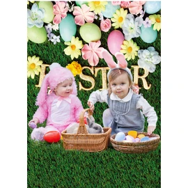 CHAIYA 5X7FT Happy Easter Backdrop Spring Green Grass Photography Background Easter Colorful Eggs Backdrop Children Easter Party Backdrop CY258