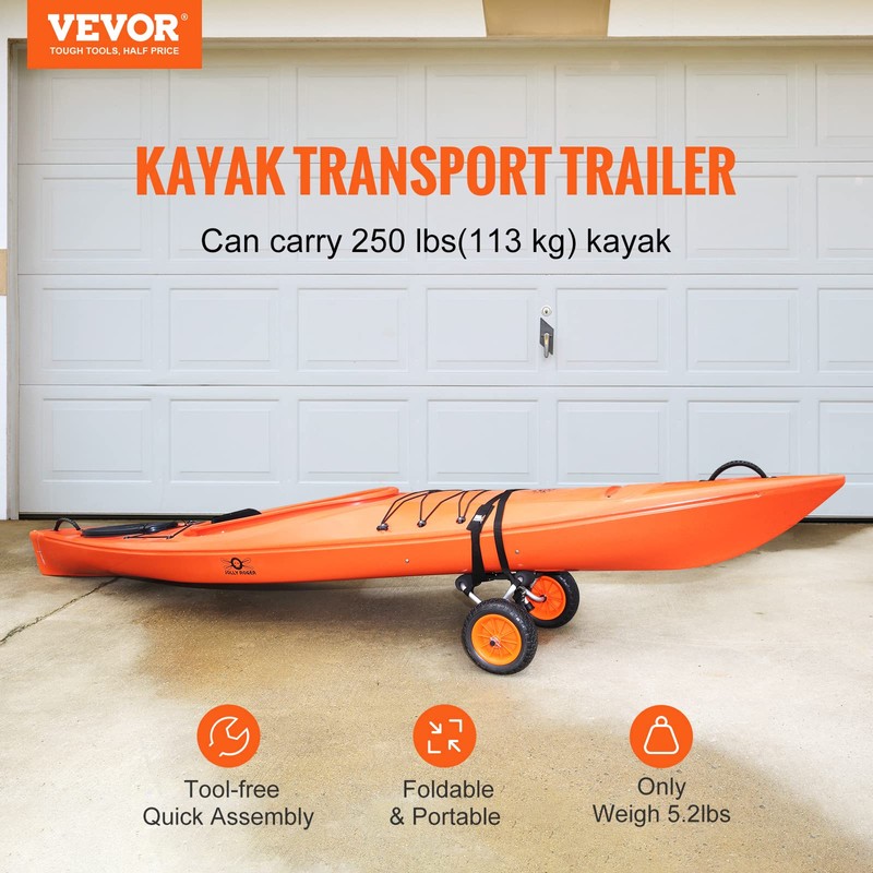 VEVOR Kayak Cart, 250lbs Load Capacity, Foldable Kayak Dolly Aluminum