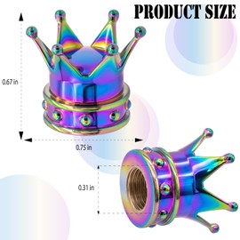 MEAJOO 4PCS Crown Tire Valve Stem Caps, with O Rubber Ring, Tire Air Valve Cap Plastic with Brass Core, Universal Cars, SUV, Trucks, Bikes, Motorcycles, Bicycles (Colorful)