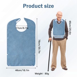 Pack of 4 Adult Bibs, Bibs for Seniors, Reusable, Washable, Adjustable, Waterproof Bibs, Adult Bibs with Crumb Catcher, Unisex Clothing Protection for Older Men, Women, 2*Blue+2*Brown