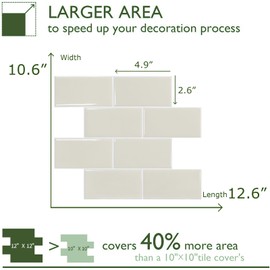 STICKGOO 10-Sheet Subway Tile Peel and Stick Backsplash, Self Adhesive Vinyl Wall Tiles, Stick on Backsplash for Kitchen and Bathroom(Thicker Design)