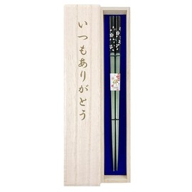 76 Chopsticks Dishwasher Silver Cherry Blossom Green for Men, Paulownia Box and Wrapping Included, Respect for the Aged Day, Dad, Grandpa Gift