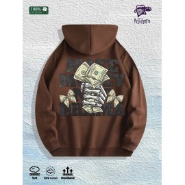 MAKE MONEY NOT DRAMA Graphic Hoodie 100% Cotton US Warehouse 7 ColorsColor: Brown, Size: S