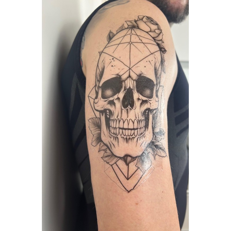 2 Sheets Temporary Skull Tattoo Biker Tattoo Fake Tattoo J506