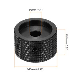 sourcing map 6 Pcs Aluminium Potentiometer Knobs, 1/4" (6mm) Universal Volume Tone Control Knobs for Guitar, Bass, Grid 5/8" Black