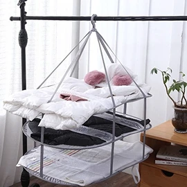 Looca 3-Tier Folded Mesh Clothes Hanging Dryer Sweater Drying Rack 30.3" L * 24.5" W*30.7" H