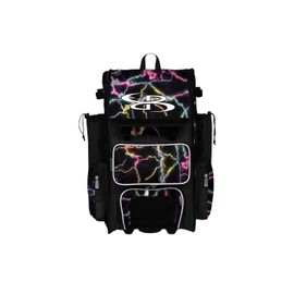 Boombah Rolling Superpack 2.0 Baseball/Softball Gear Bag - 23-1/2" x 13-1/2" x 9-1/2" - Telescopic Handle - Holds 4 Bats - Wheeled Version - Bolt Black/White/Yellow