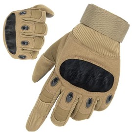 RATASK Heavy Duty Gloves, Hard Knuckle Gloves, Paintball Airsoft Gloves, Hiking Camping (Khaki, M)