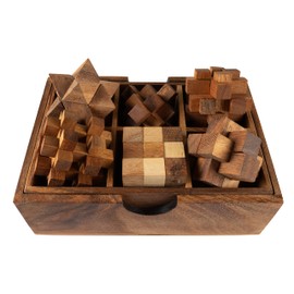 Wooden Cube Brain Teasers Game 6 in 1 (6 Cube Puzzle)
